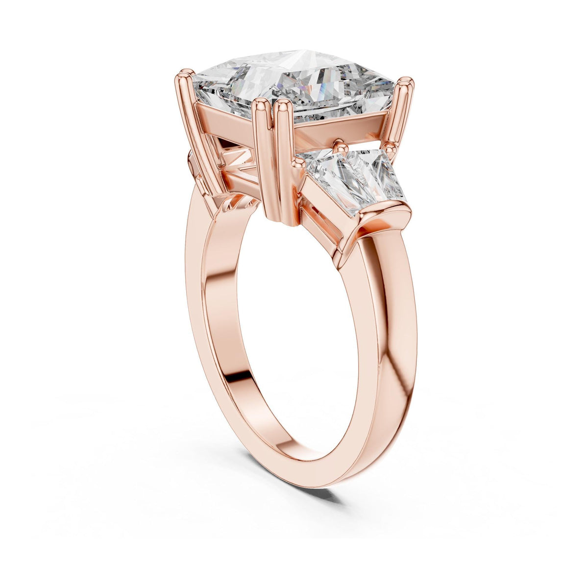 Princess Cut Lab Grown Diamond Cluster Ring, 4.37ct Total, Solid Gold