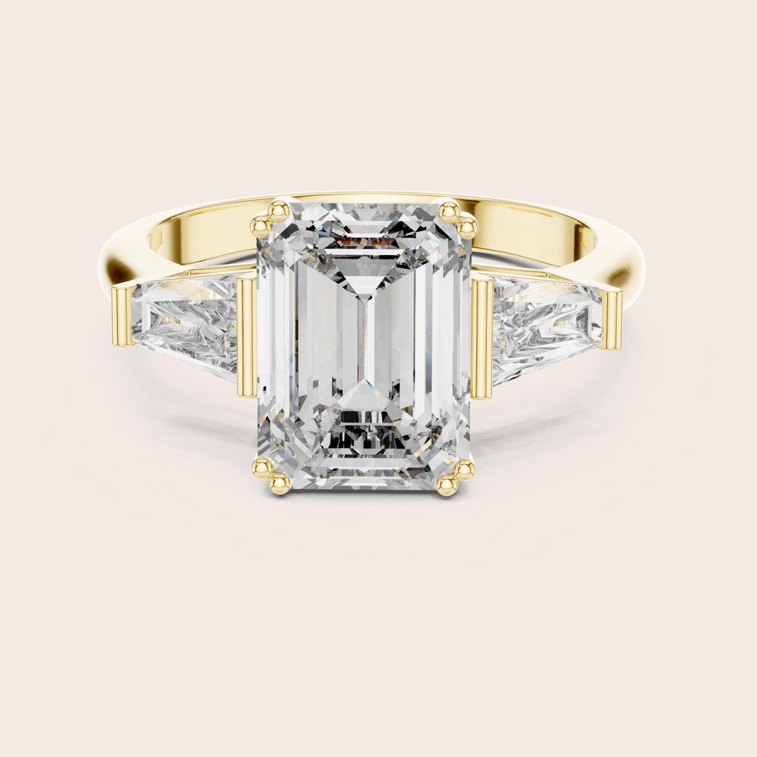 Emerald Cut Lab Grown Diamond Cluster Ring, 3.66ct Total, Solid Gold