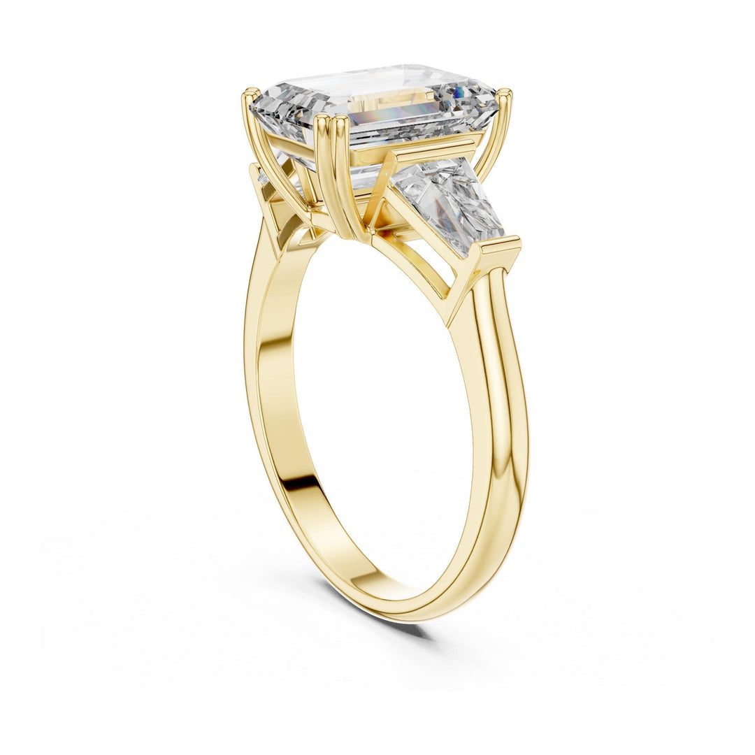 Emerald Cut Lab Grown Diamond Cluster Ring, 3.66ct Total, Solid Gold