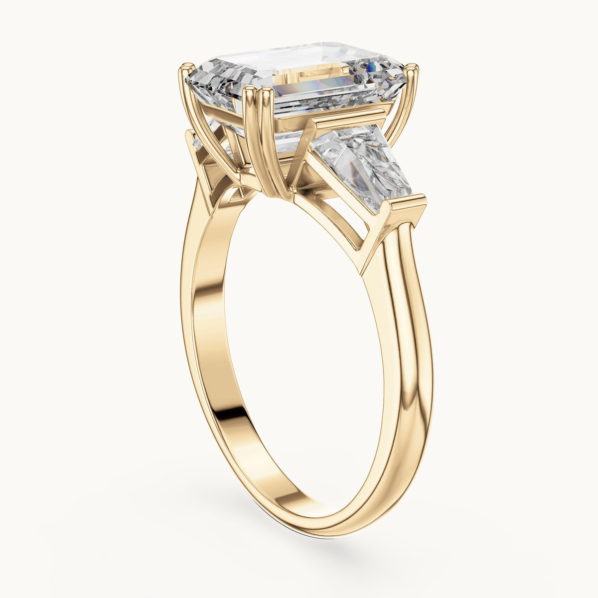 Emerald cut lab-grown diamond cluster ring in 14K yellow gold, 3.66 CT TW, view 2