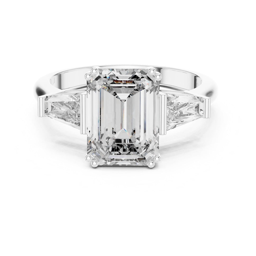 Emerald Cut Lab Grown Diamond Cluster Ring, 3.66ct Total, Solid Gold