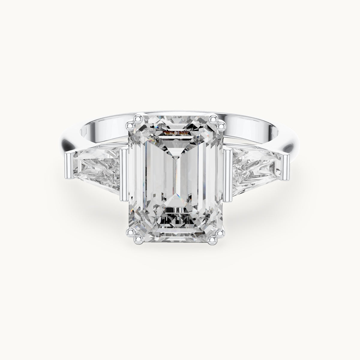 Emerald cut lab-grown diamond cluster ring in 14K white gold, 3.66 CT TW, view 3