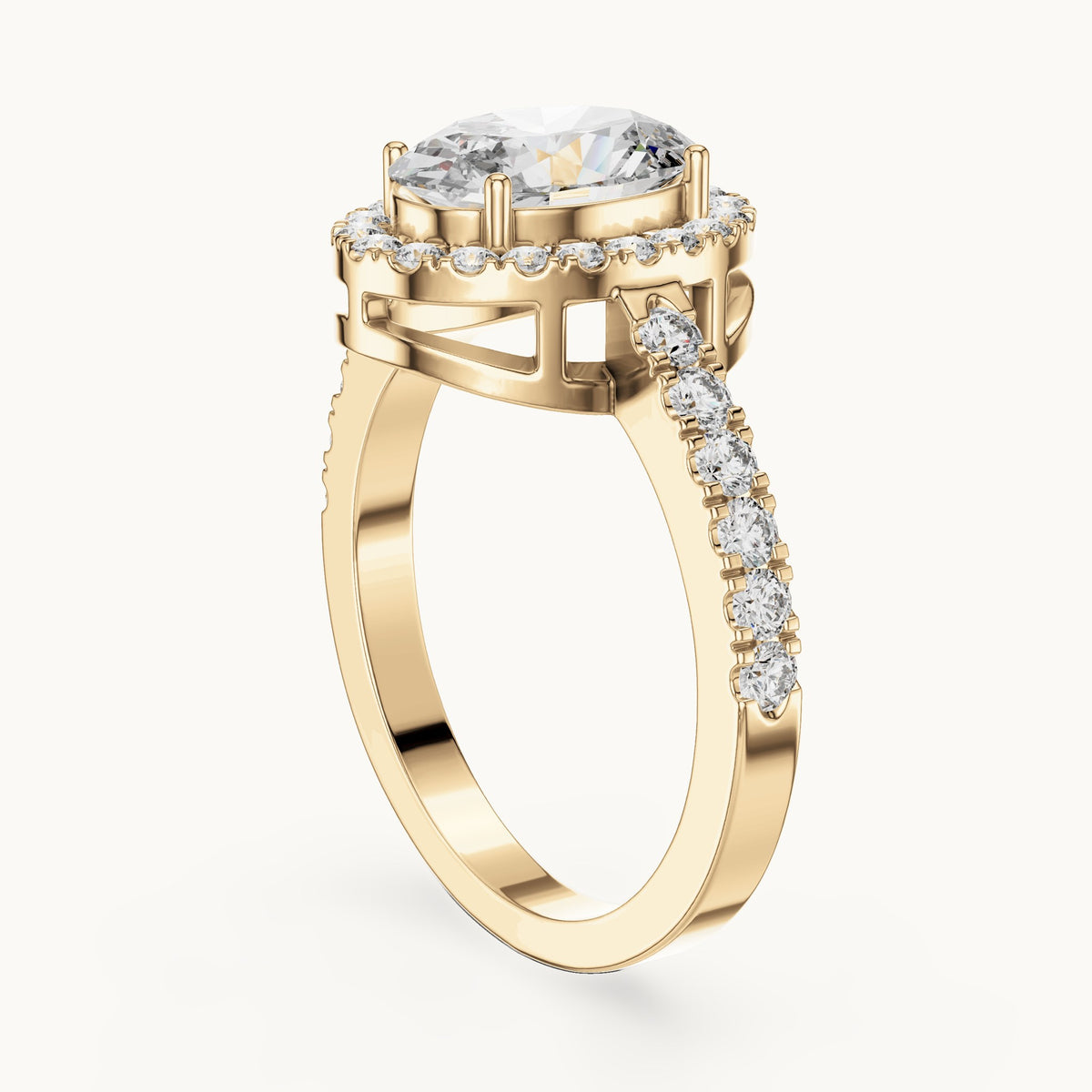 Oval cut lab-grown diamond solitaire ring in 14K yellow gold, 1.53 CT TW, view 2