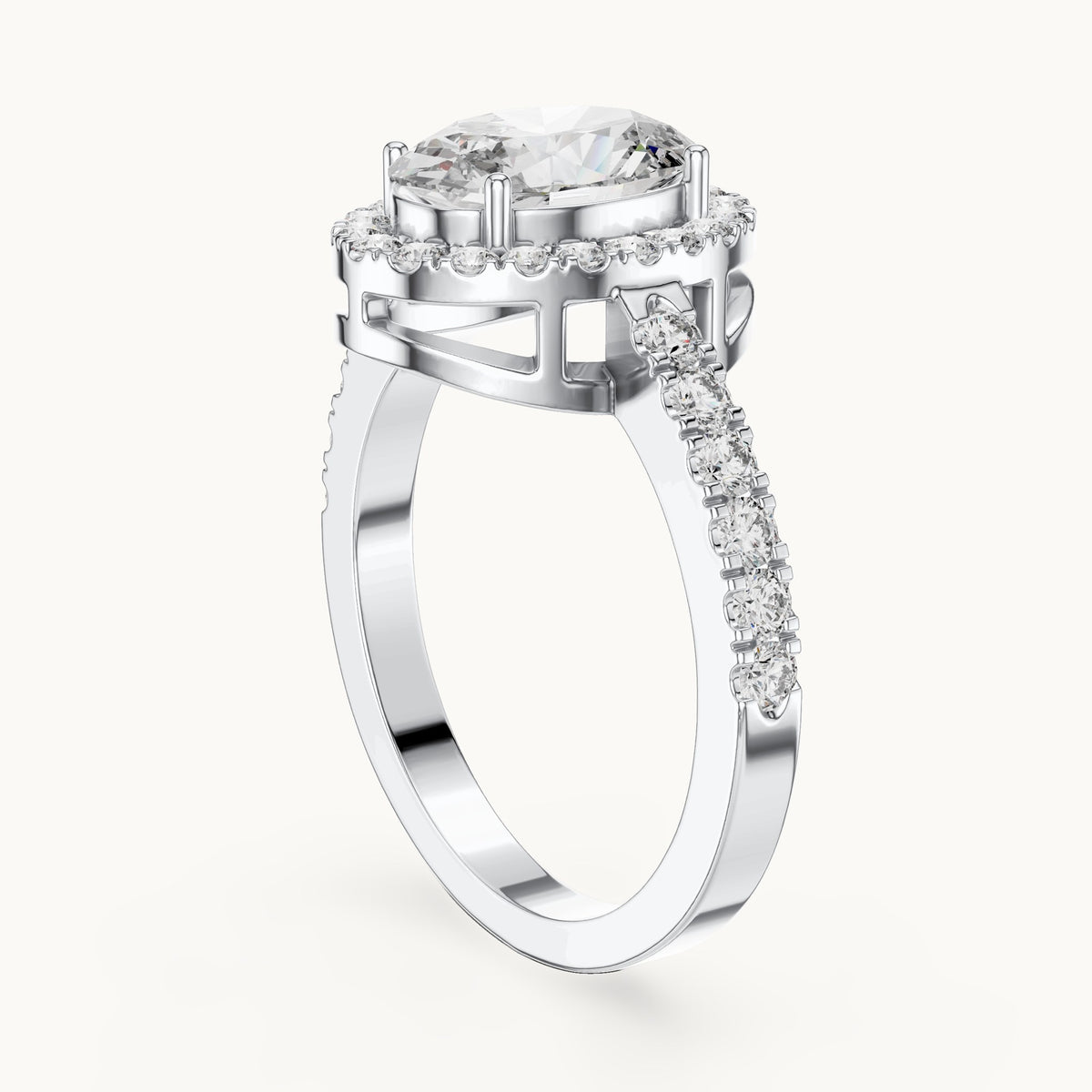 Oval cut lab-grown diamond solitaire ring in 14K white gold, 1.53 CT TW, view 1