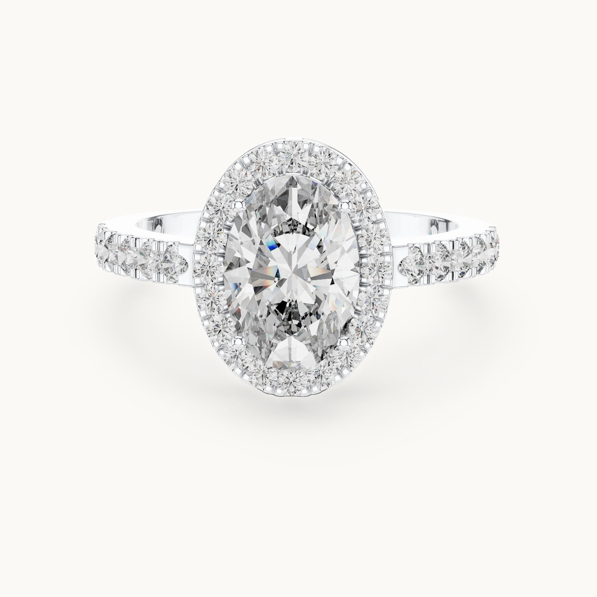 Oval cut lab-grown diamond solitaire ring in 14K white gold, 1.53 CT TW, view 3