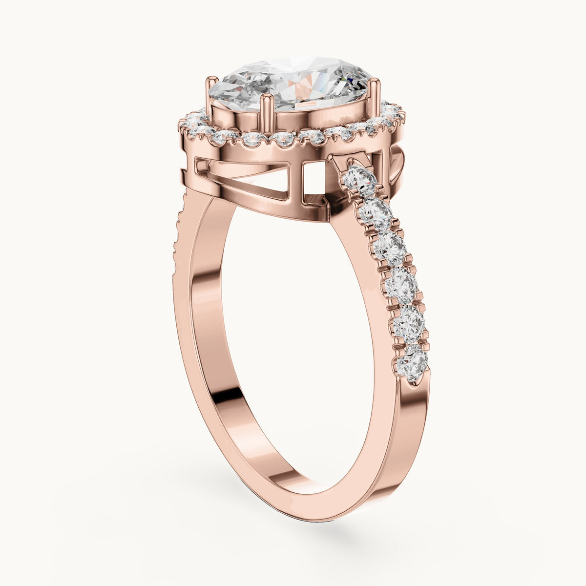 Oval cut lab-grown diamond solitaire ring in 14K rose gold, 1.53 CT TW, view 1