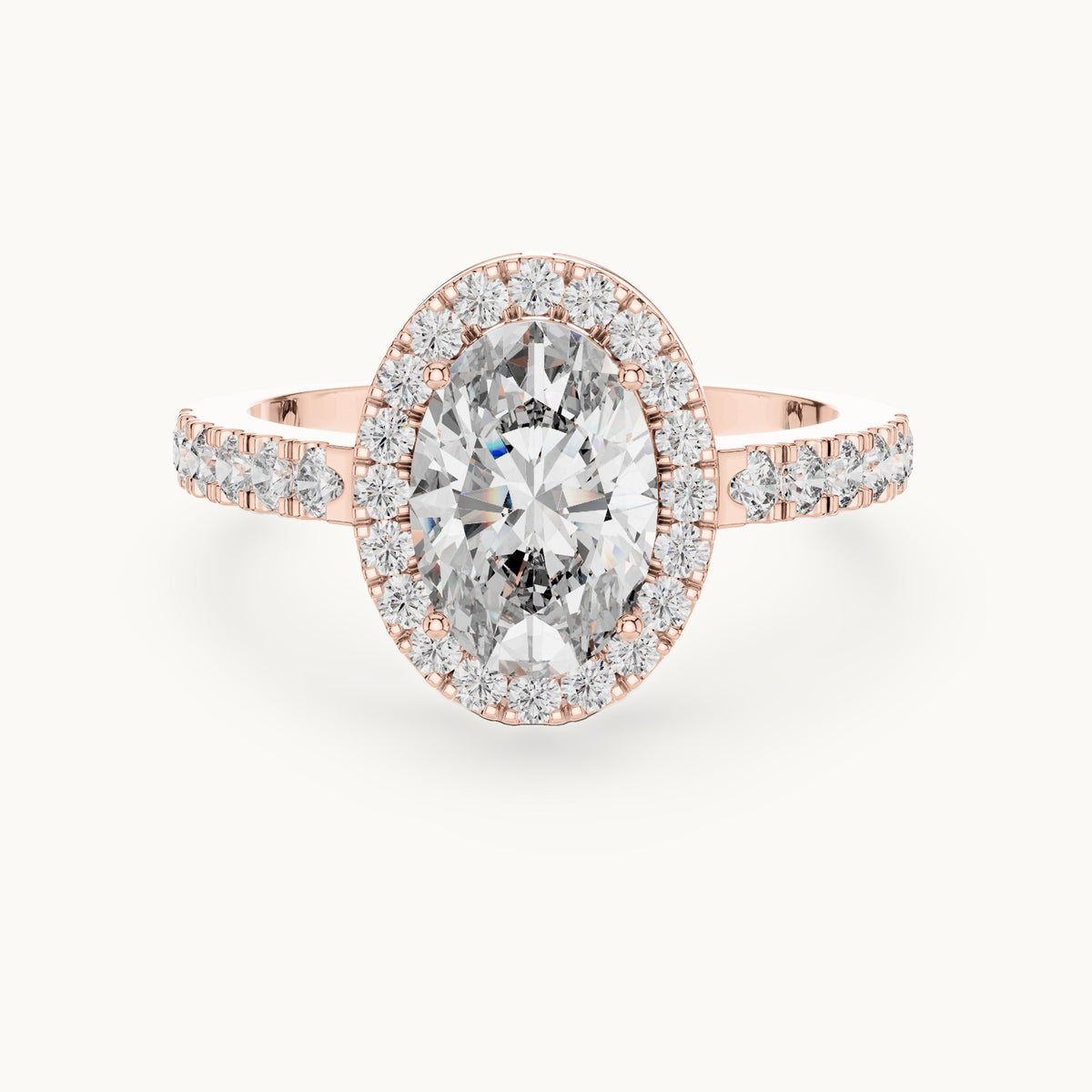 Oval cut lab-grown diamond solitaire ring in 14K rose gold, 1.53 CT TW, view 3