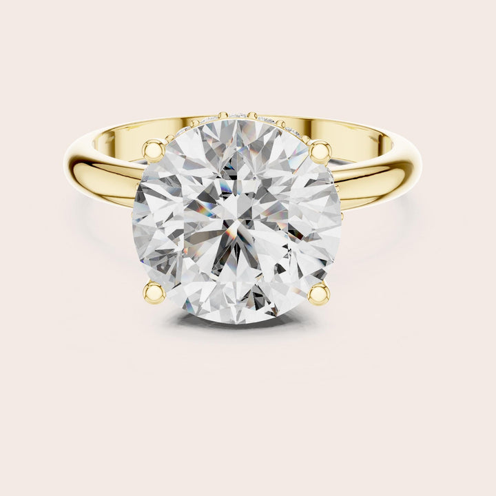Round Cut Lab Grown Diamond Solitaire Ring, 3.89ct Total, Solid Gold