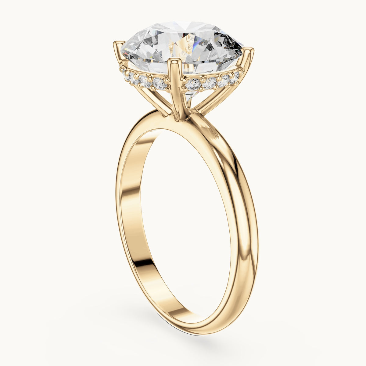 Round cut lab-grown diamond solitaire ring in 14K yellow gold, 3.89 CT TW, view 2