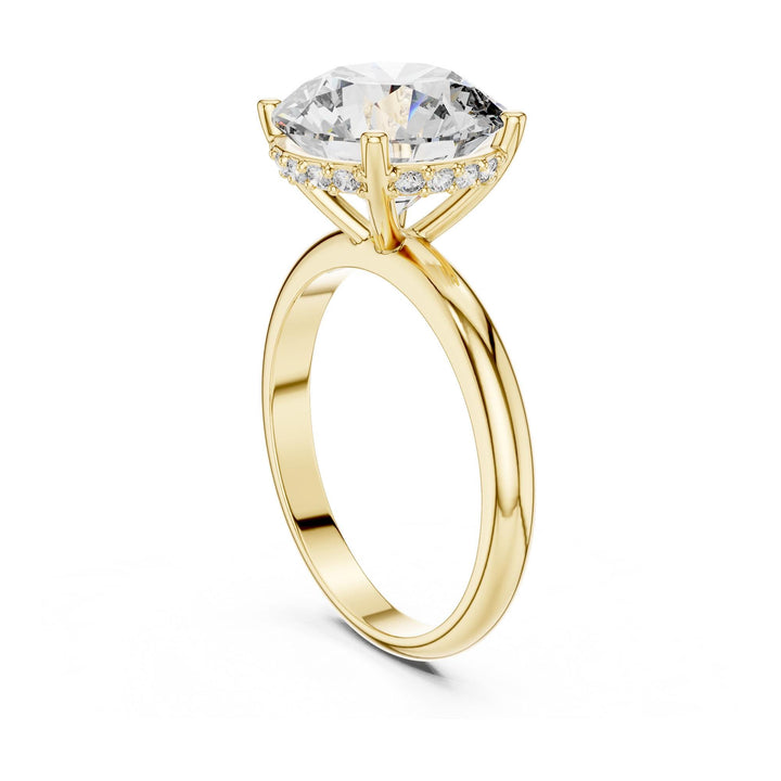 Round Cut Lab Grown Diamond Solitaire Ring, 3.89ct Total, Solid Gold