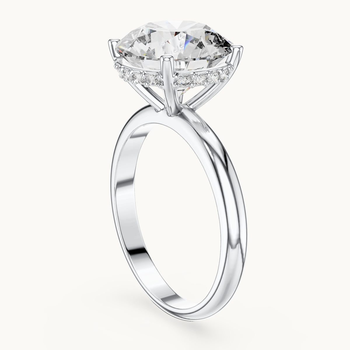 Round cut lab-grown diamond solitaire ring in 14K white gold, 3.89 CT TW, view 1