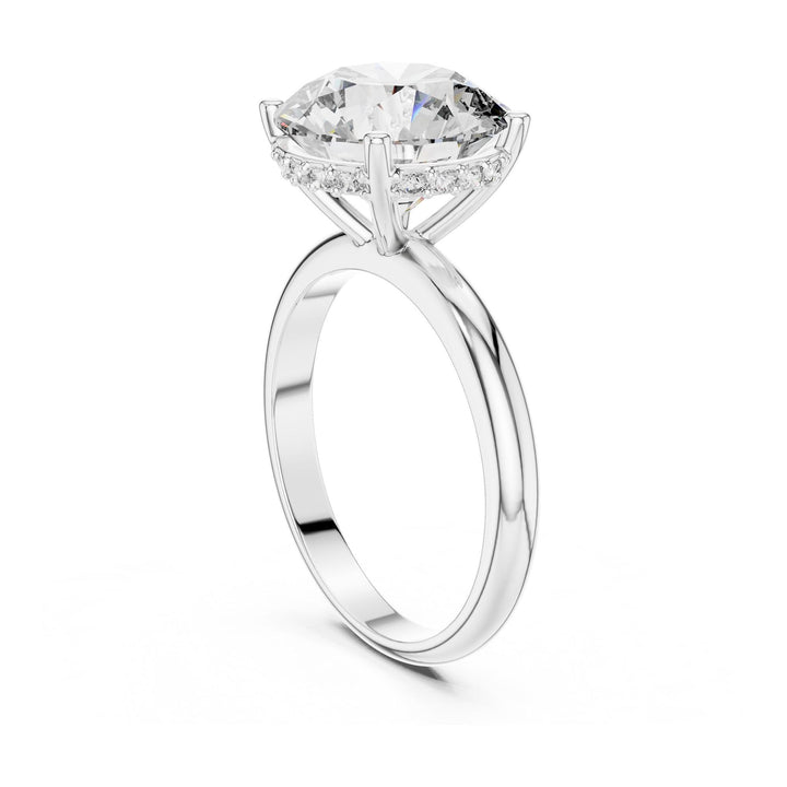 Round Cut Lab Grown Diamond Solitaire Ring, 3.89ct Total, Solid Gold