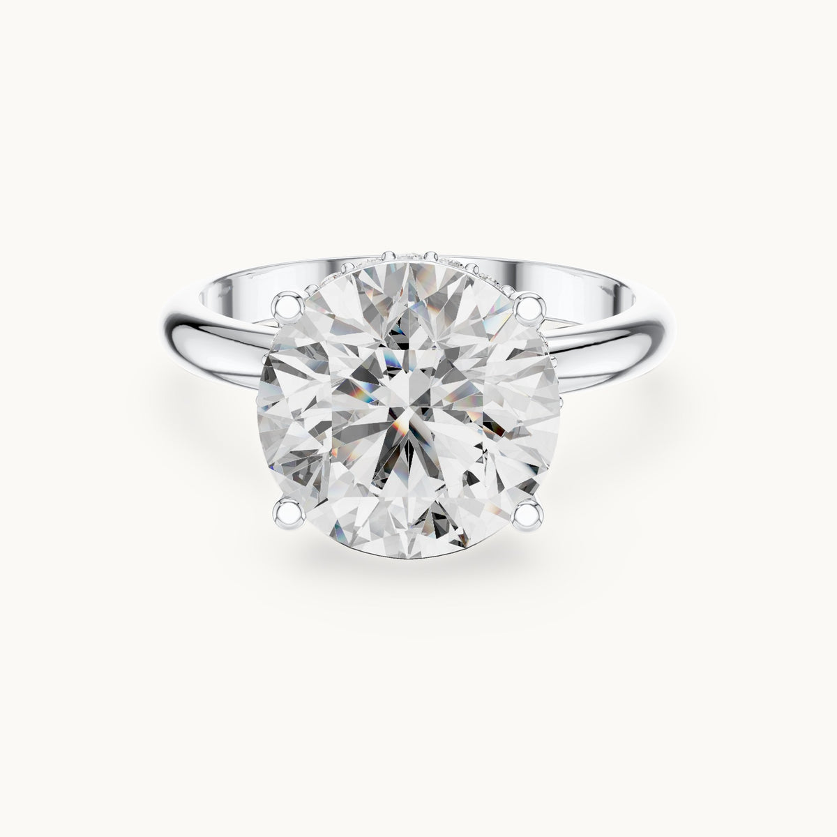Round cut lab-grown diamond solitaire ring in 14K white gold, 3.89 CT TW, view 3