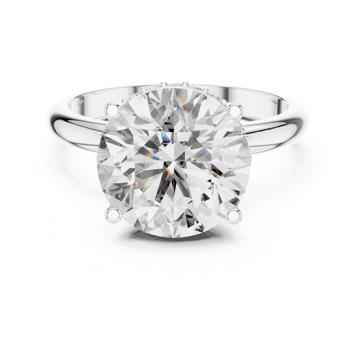 Round Cut Lab Grown Diamond Solitaire Ring, 3.89ct Total, Solid Gold