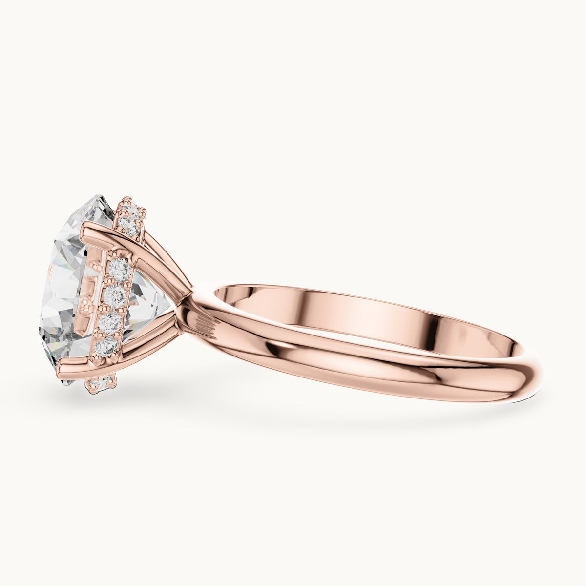 Round cut lab-grown diamond solitaire ring in 14K rose gold, 3.89 CT TW, view 2