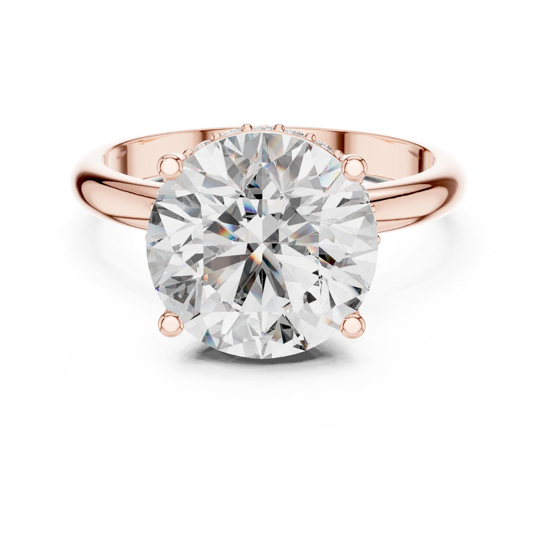 Round Cut Lab Grown Diamond Solitaire Ring, 3.89ct Total, Solid Gold