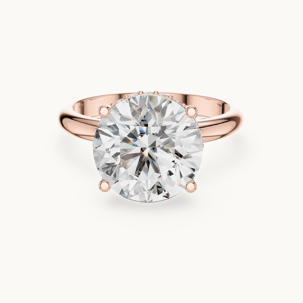 Round cut lab-grown diamond solitaire ring in 14K rose gold, 3.89 CT TW, view 3