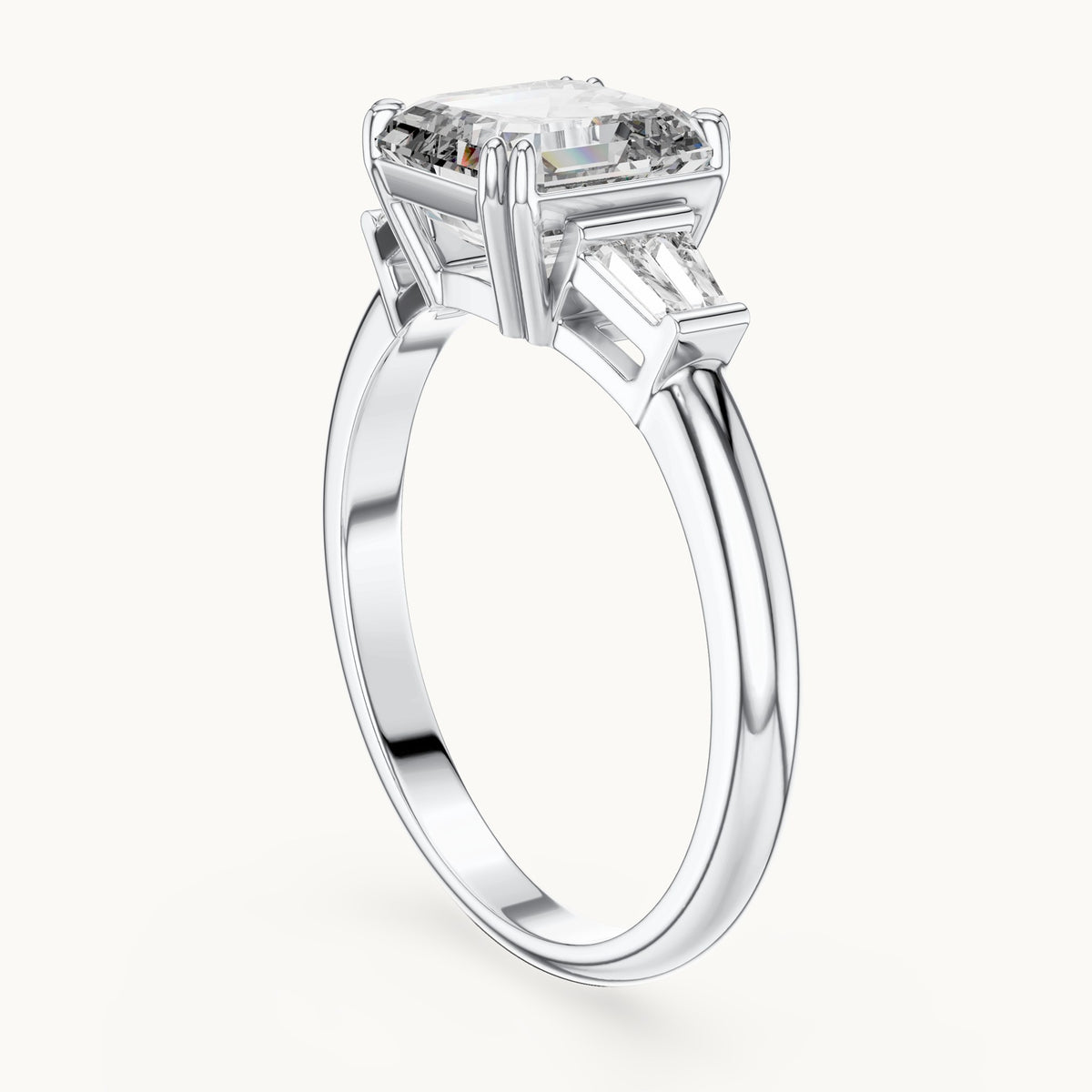 Emerald cut lab-grown diamond cluster ring in 14K white gold, 1.97 CT TW, view 1