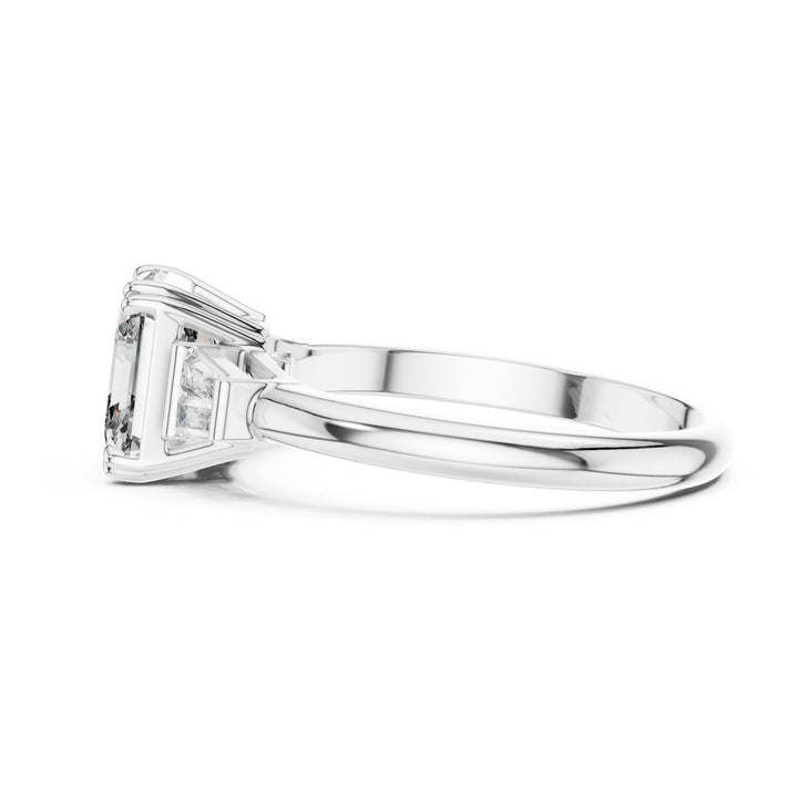 Emerald Cut Lab Grown Diamond Cluster Ring, 1.97ct Total, Solid Gold