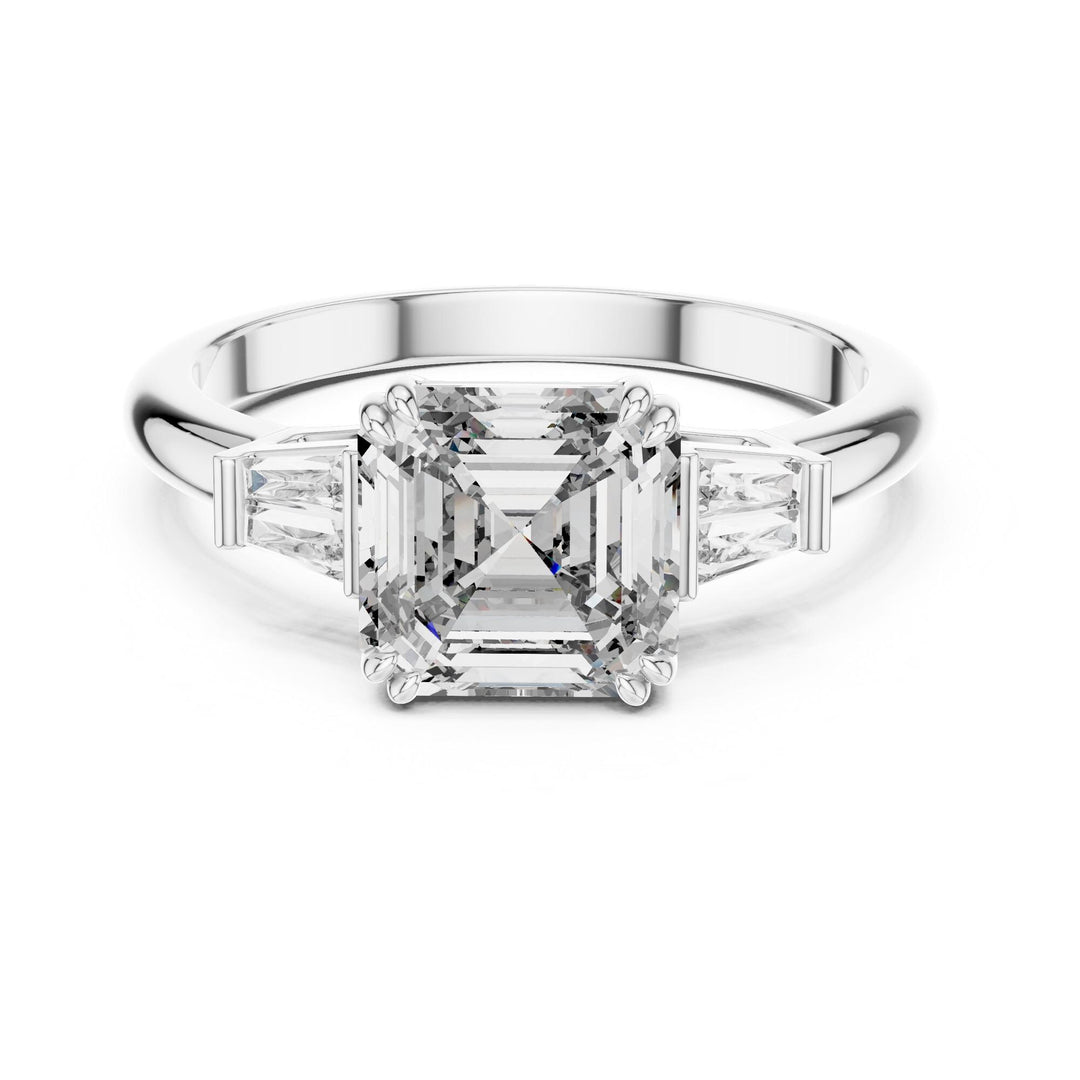 Emerald Cut Lab Grown Diamond Cluster Ring, 1.97ct Total, Solid Gold