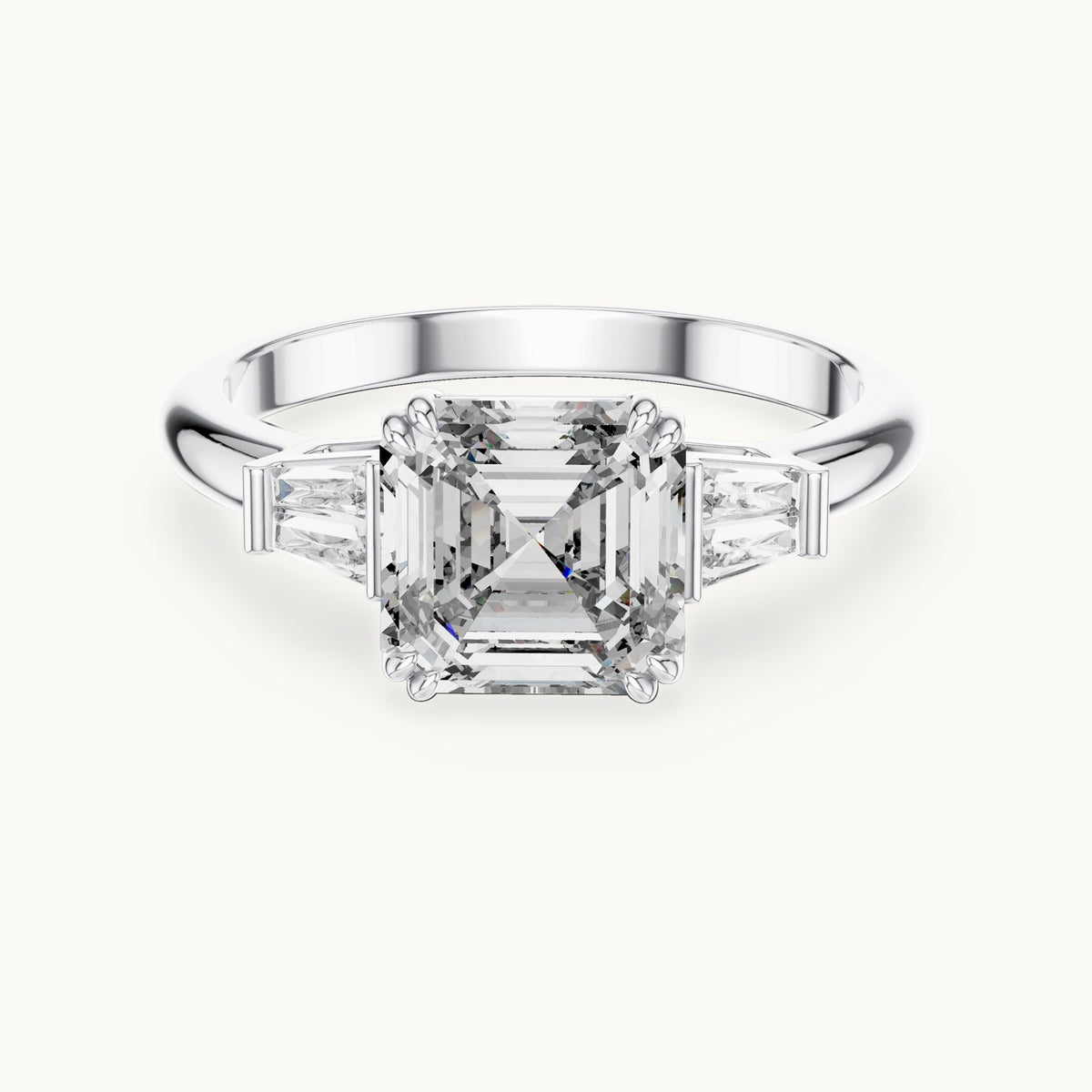 Emerald cut lab-grown diamond cluster ring in 14K white gold, 1.97 CT TW, view 3