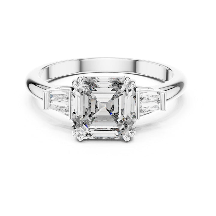 Emerald Cut Lab Grown Diamond Cluster Ring, 1.97ct Total, Solid Gold