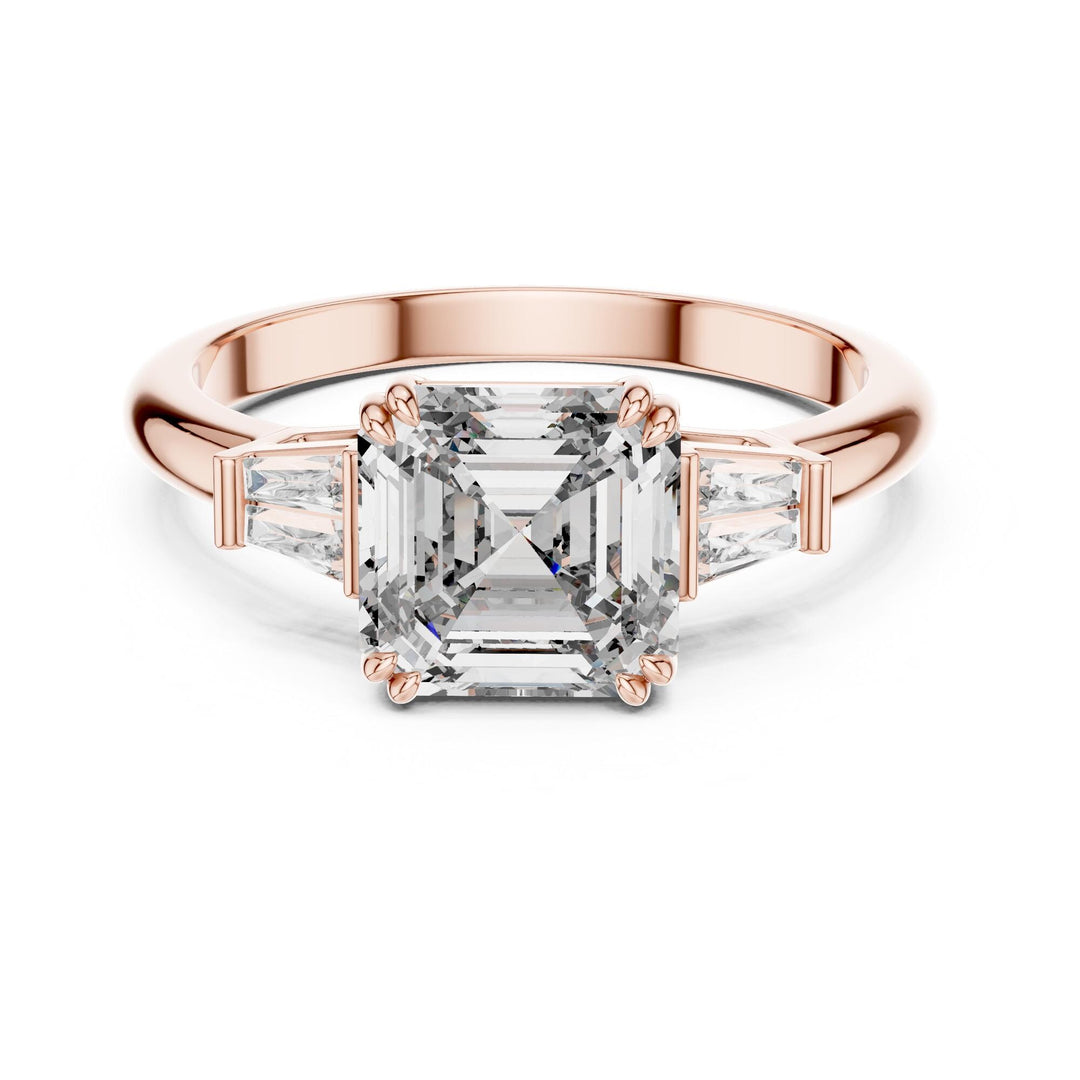 Emerald Cut Lab Grown Diamond Cluster Ring, 1.97ct Total, Solid Gold