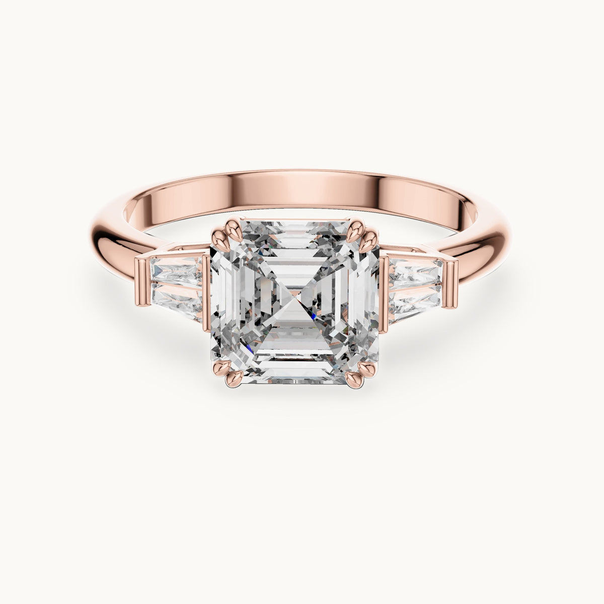 Emerald cut lab-grown diamond cluster ring in 14K rose gold, 1.97 CT TW, view 3