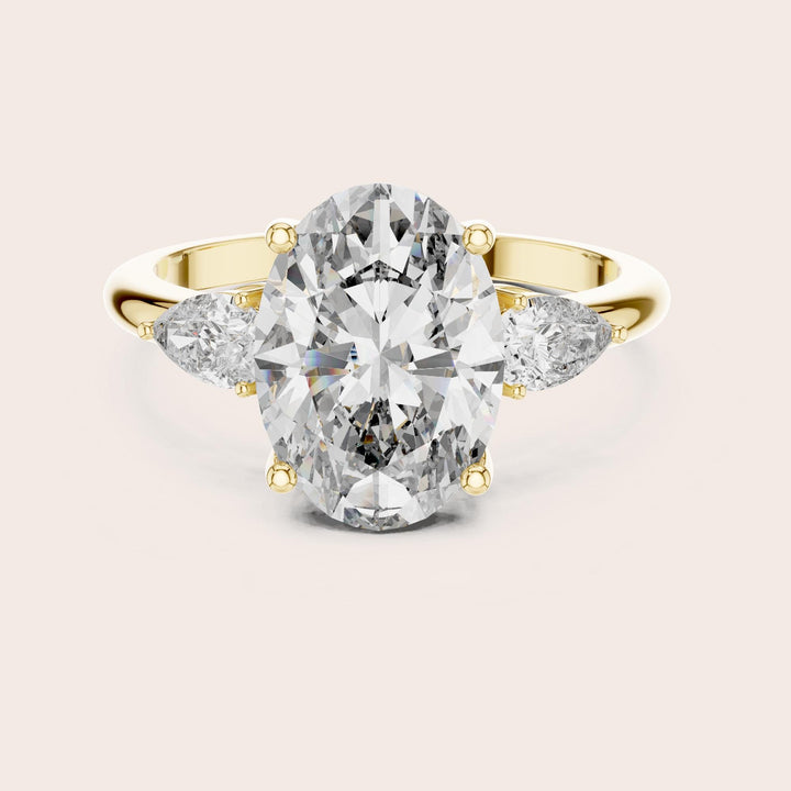 Oval Cut Lab Grown Diamond Cluster Ring, 3.10ct Total, Solid Gold