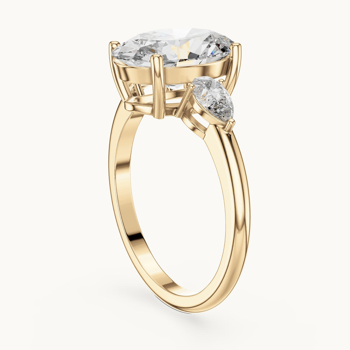 Oval cut lab-grown diamond cluster ring in 14K yellow gold, 3.10 CT TW, view 2