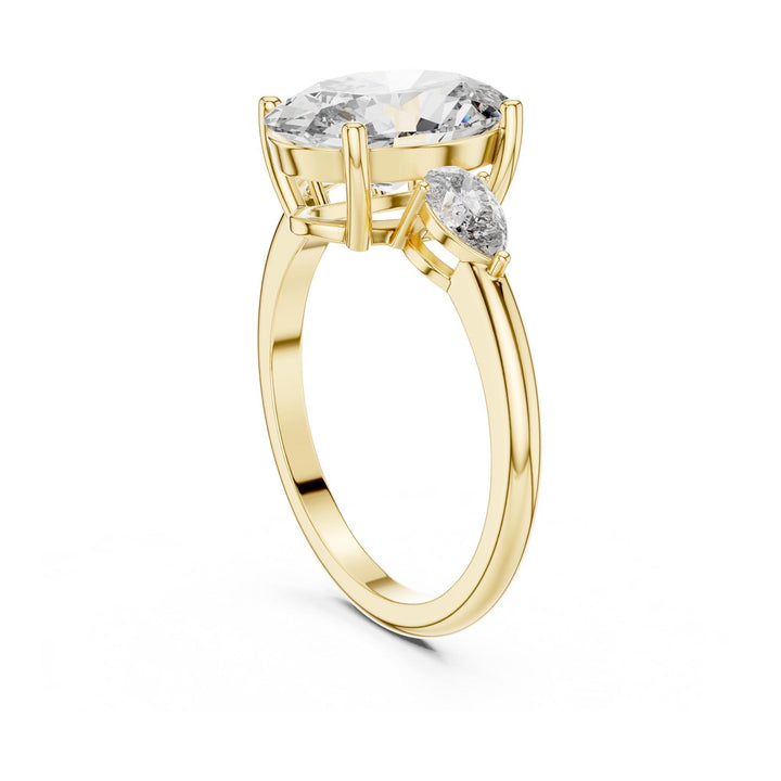 Oval Cut Lab Grown Diamond Cluster Ring, 3.10ct Total, Solid Gold