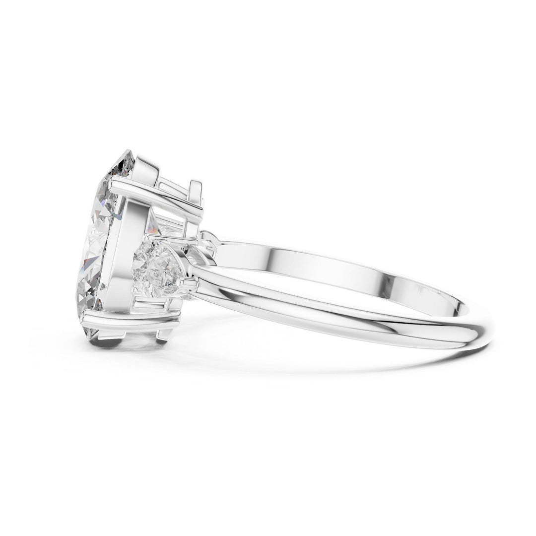 Oval Cut Lab Grown Diamond Cluster Ring, 3.10ct Total, Solid Gold