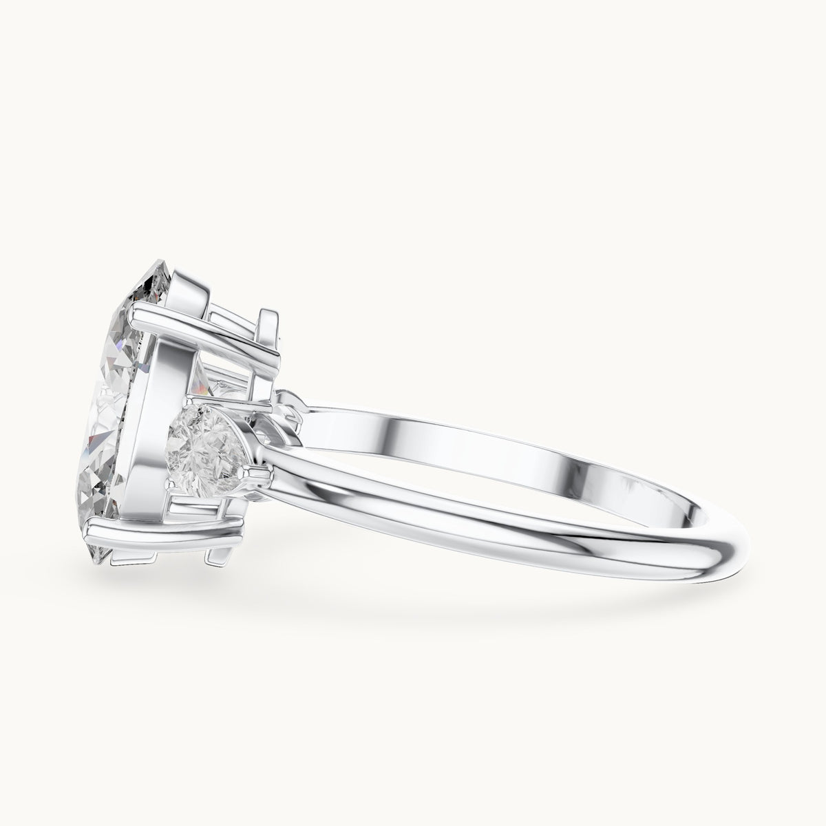 Oval cut lab-grown diamond cluster ring in 14K white gold, 3.10 CT TW, view 2