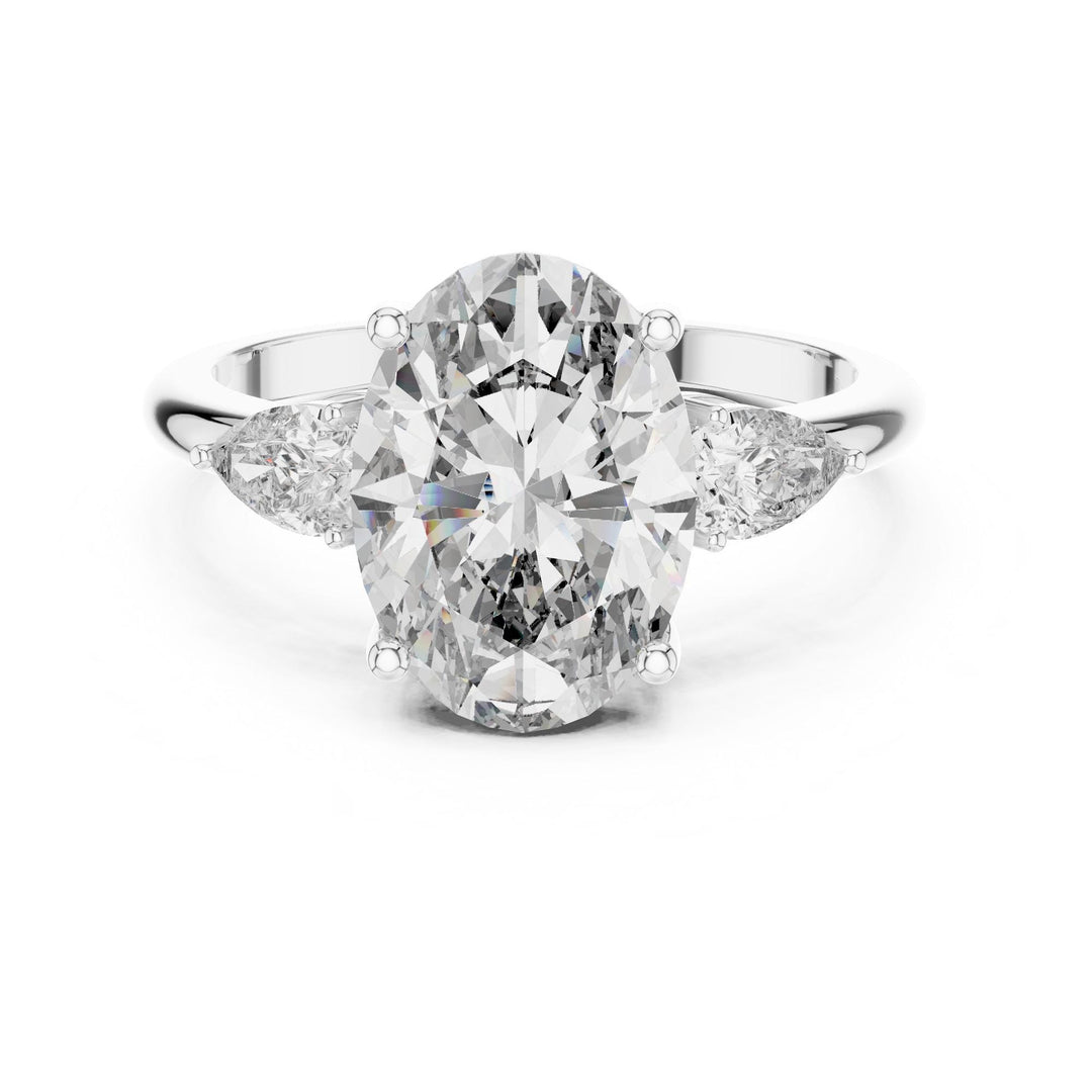 Oval Cut Lab Grown Diamond Cluster Ring, 3.10ct Total, Solid Gold