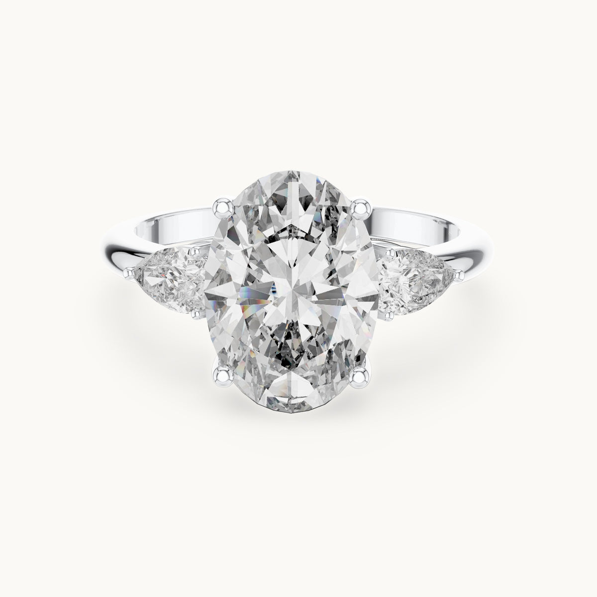 Oval cut lab-grown diamond cluster ring in 14K white gold, 3.10 CT TW, view 3