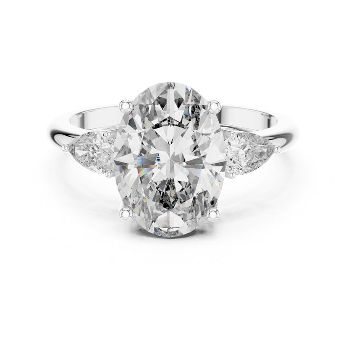 Oval Cut Lab Grown Diamond Cluster Ring, 3.10ct Total, Solid Gold