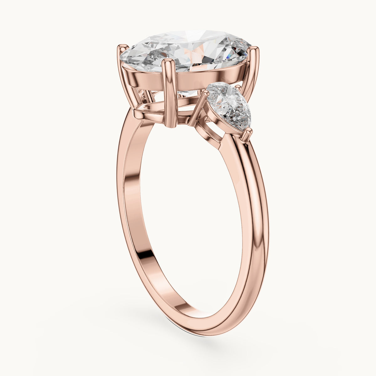 Oval cut lab-grown diamond cluster ring in 14K rose gold, 3.10 CT TW, view 1