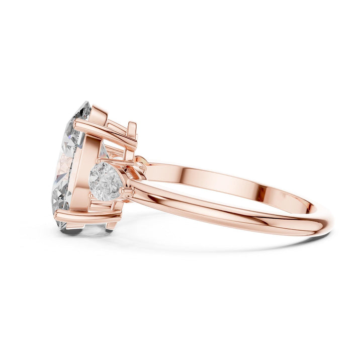 Oval Cut Lab Grown Diamond Cluster Ring, 3.10ct Total, Solid Gold