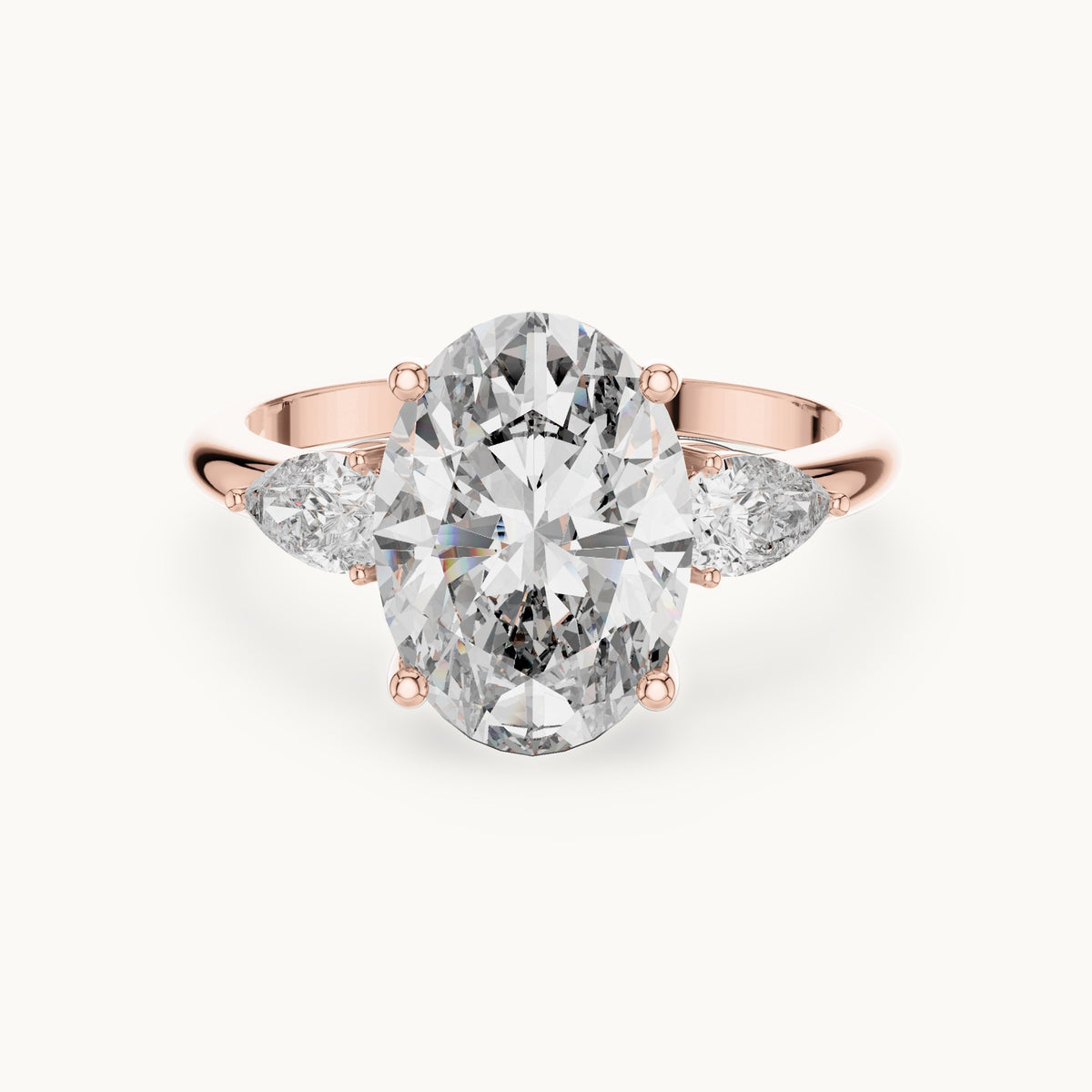 Oval cut lab-grown diamond cluster ring in 14K rose gold, 3.10 CT TW, view 3