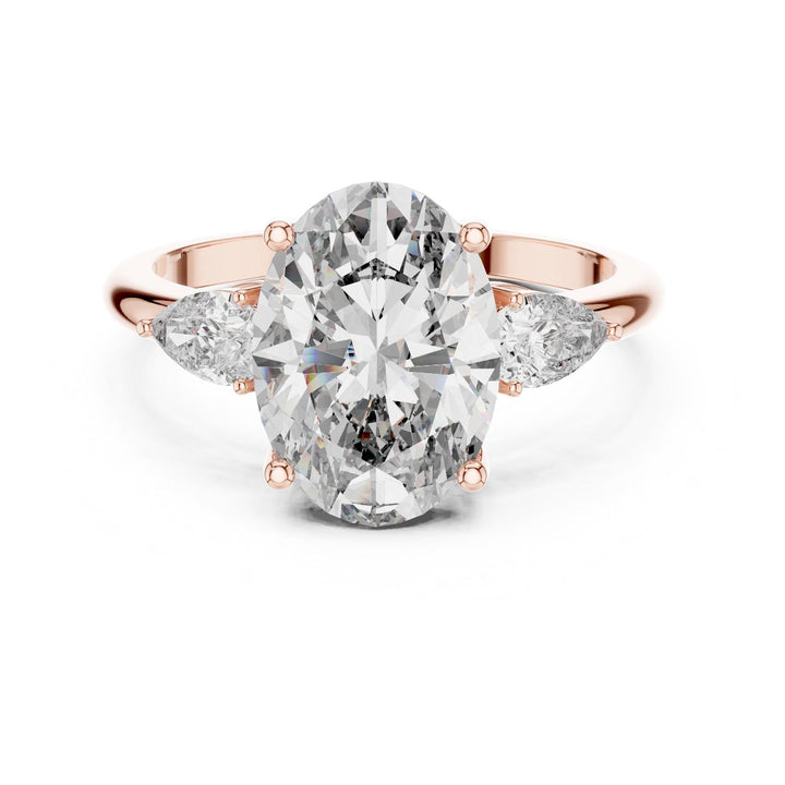 Oval Cut Lab Grown Diamond Cluster Ring, 3.10ct Total, Solid Gold