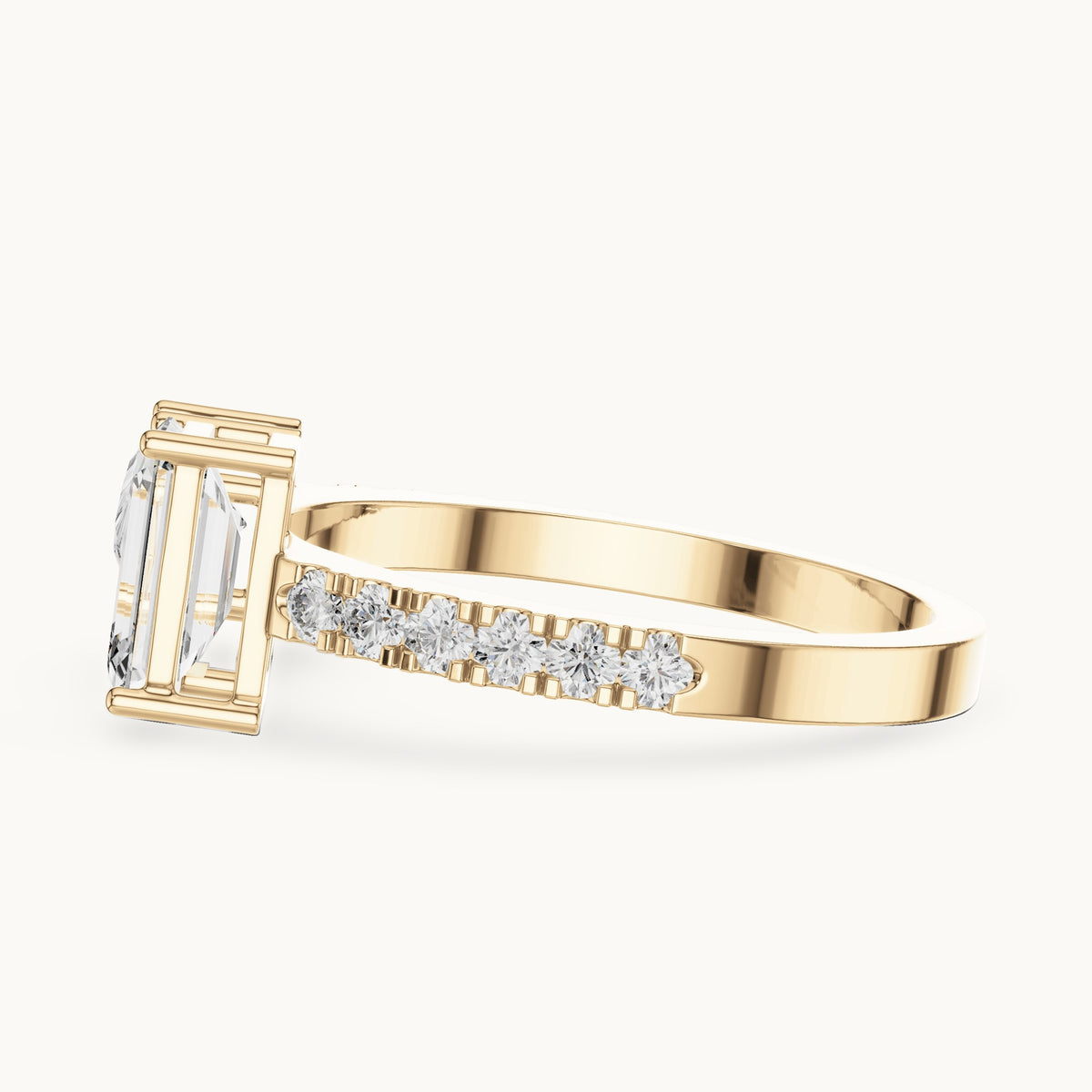 Pear cut lab-grown diamond solitaire ring in 14K yellow gold, 2.10 CT TW, view 3