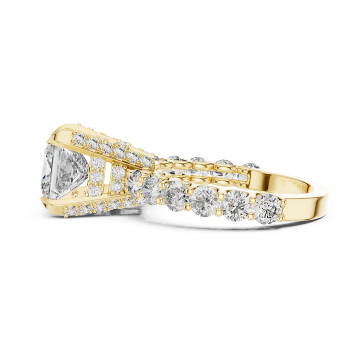 Princess Cut Lab Grown Diamond Solitaire Ring, 3.76ct Total, Solid Gold