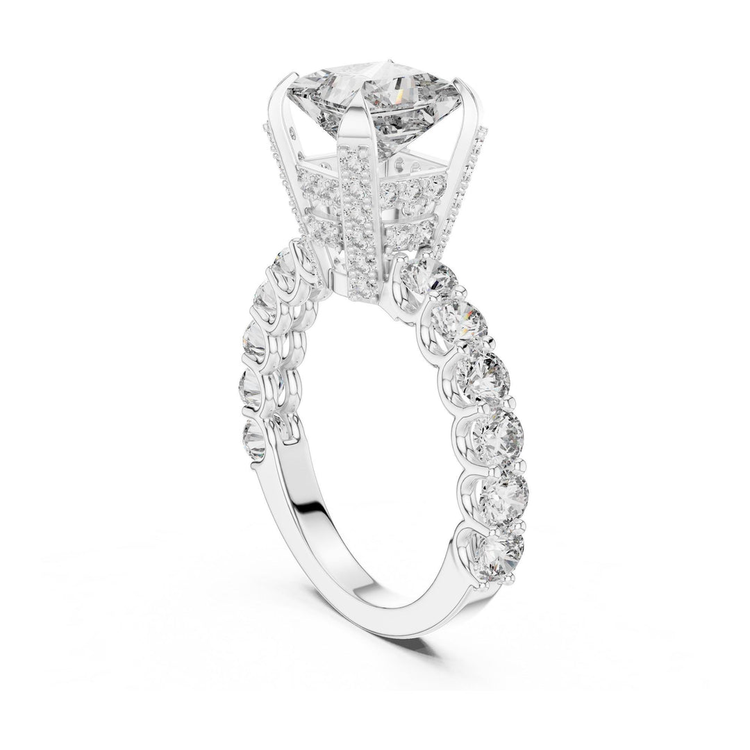 Princess Cut Lab Grown Diamond Solitaire Ring, 3.76ct Total, Solid Gold