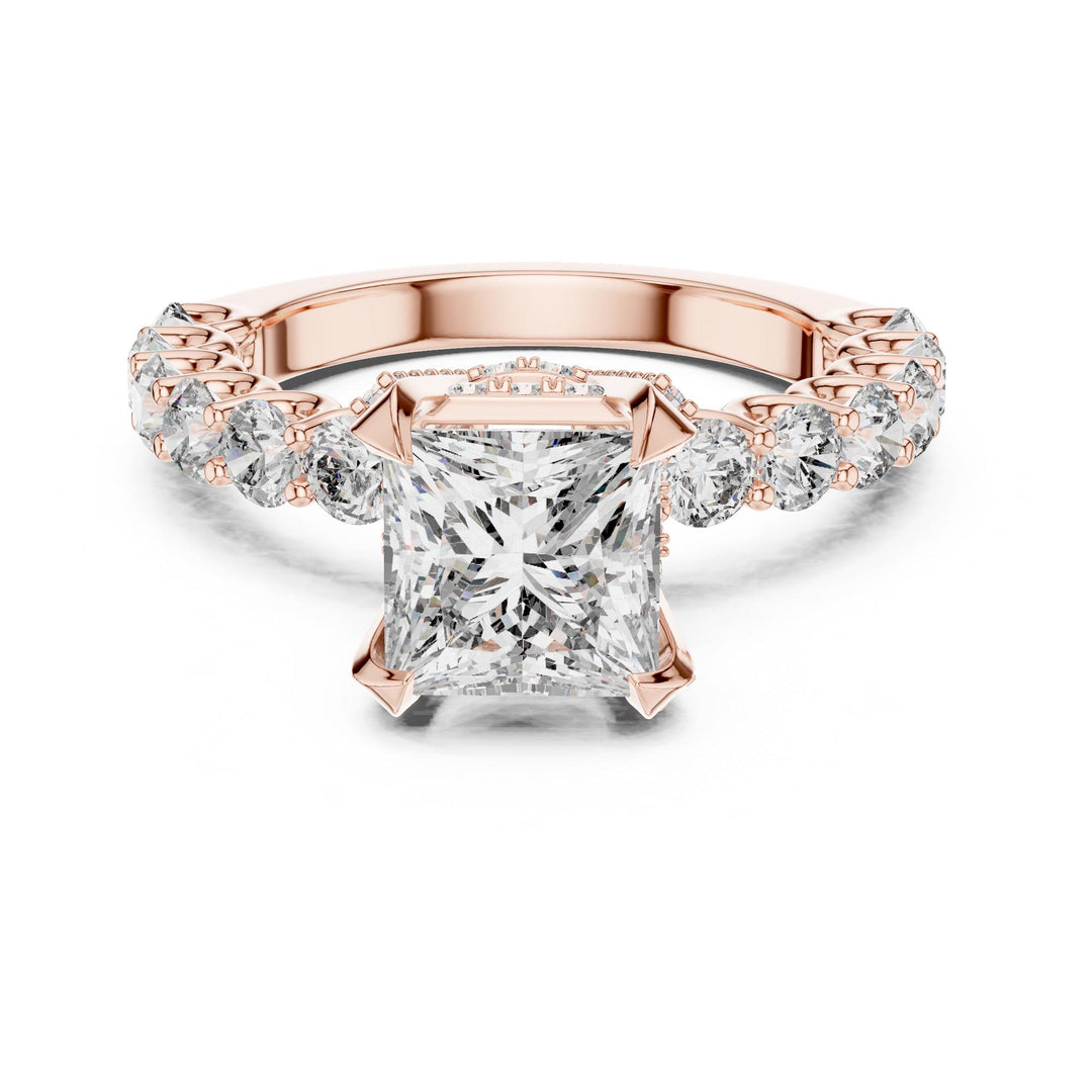 Princess Cut Lab Grown Diamond Solitaire Ring, 3.76ct Total, Solid Gold