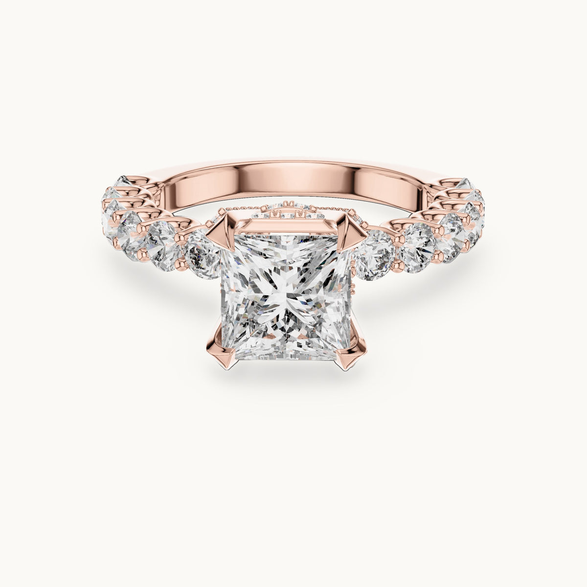 Princess Cut Lab Grown Diamond Solitaire Ring, 3.76ct Total, Solid Gold