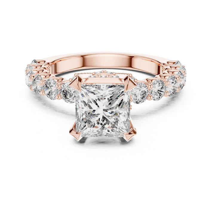 Princess Cut Lab Grown Diamond Solitaire Ring, 3.76ct Total, Solid Gold