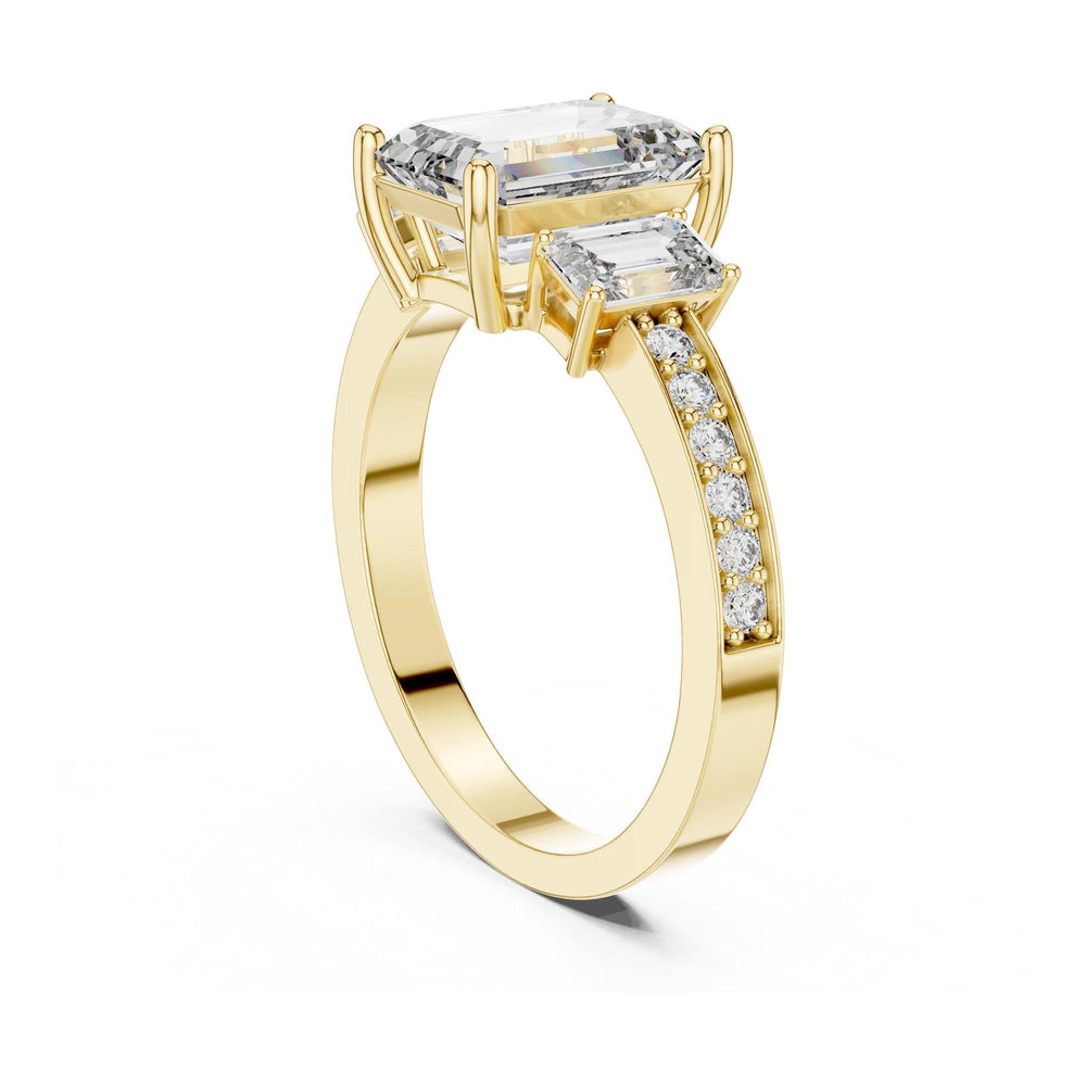 Emerald Cut Lab Grown Diamond Solitaire Ring, 2.66ct Total, Solid Gold
