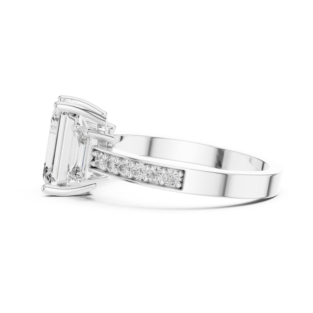 Emerald Cut Lab Grown Diamond Solitaire Ring, 2.66ct Total, Solid Gold
