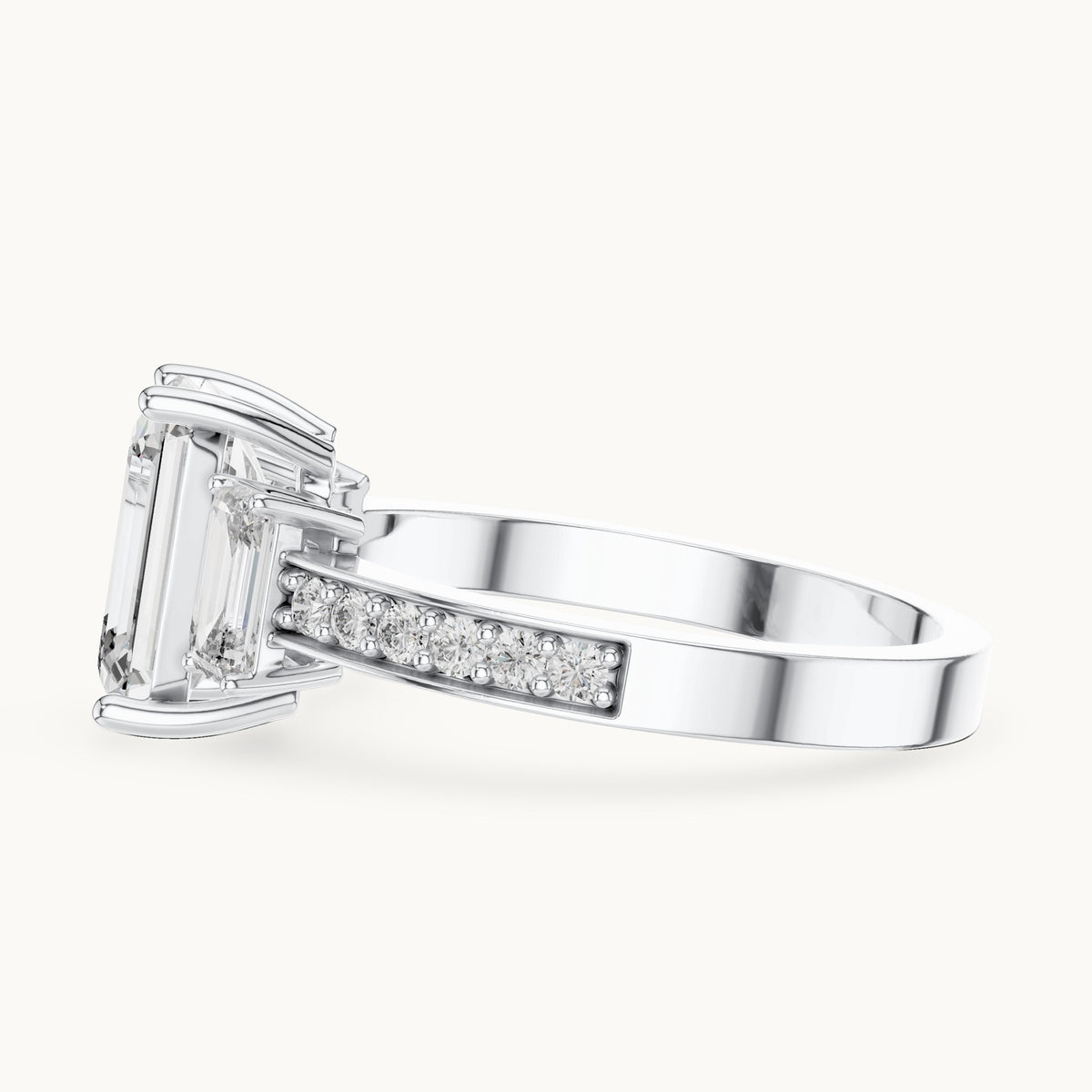 Emerald cut lab-grown diamond solitaire ring in 14K white gold, 2.66 CT TW, view 2