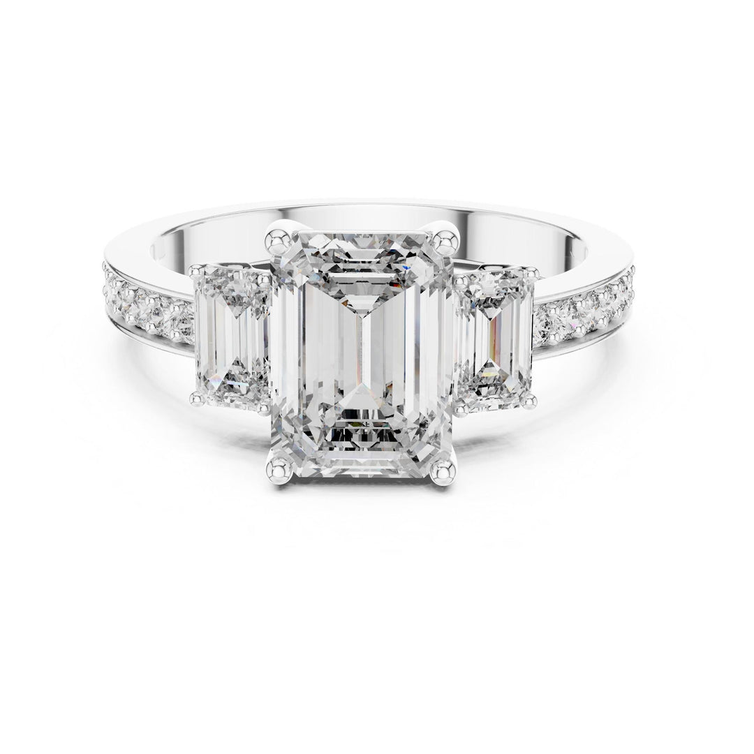 Emerald Cut Lab Grown Diamond Solitaire Ring, 2.66ct Total, Solid Gold